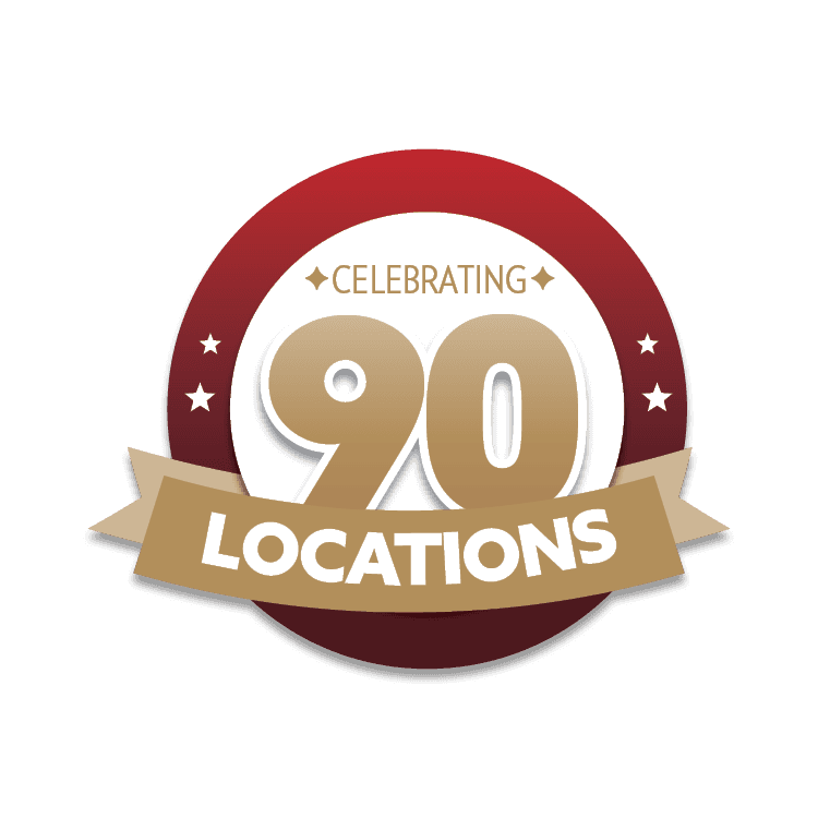Celebrating 90 Locations commemorative badge