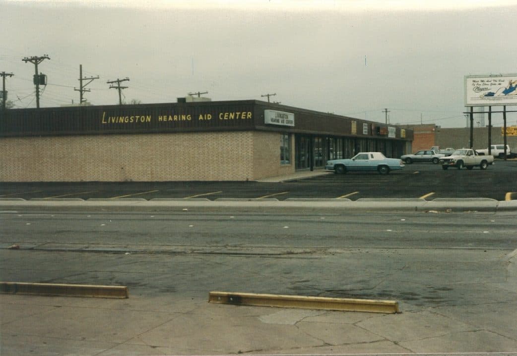 Livingston Hearing Aid Center strip mall location, 1986