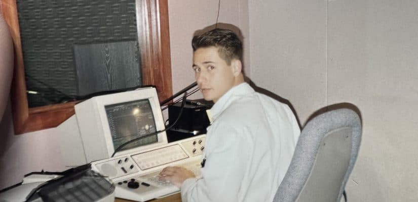 Richard Davila II at a computerized fitting station, early 1990s